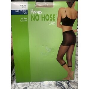Hanes No Hose Capri Size AB Nude Style OG095 Nylon Pantyhose